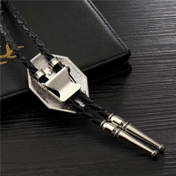 Western Native Cowboy Necktie Leather Red2 - Picture 7 of 7